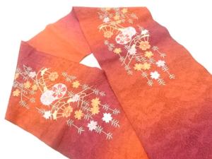 波車に花模様刺繍半衿